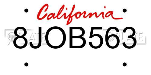 8JOB563 California License Plate
