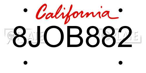 8JOB882 California License Plate