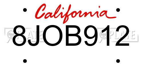 8JOB912 California License Plate