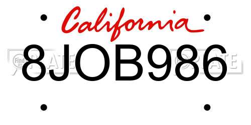 8JOB986 California License Plate