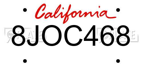8JOC468 California License Plate