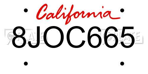 8JOC665 California License Plate