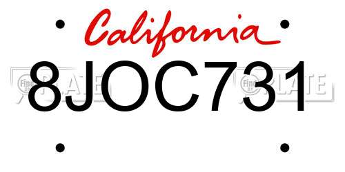 8JOC731 California License Plate