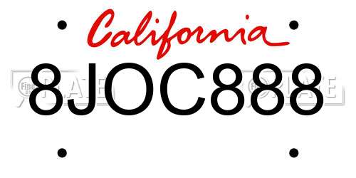 8JOC888 California License Plate