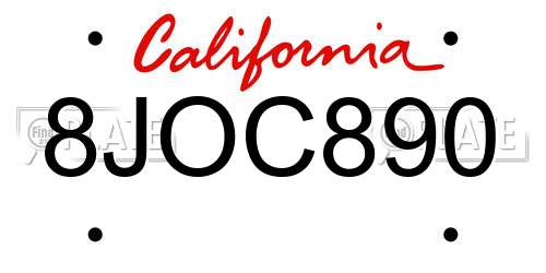 8JOC890 California License Plate
