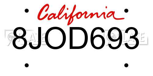 8JOD693 California License Plate