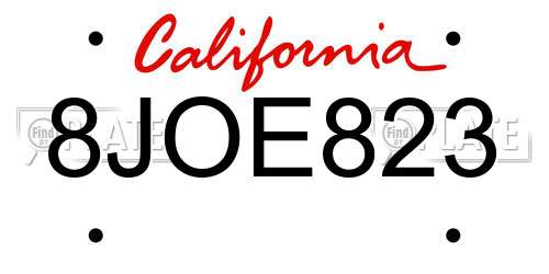 8JOE823 California License Plate