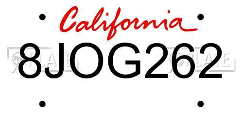 8JOG262 California License Plate