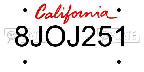 8JOJ251 California License Plate