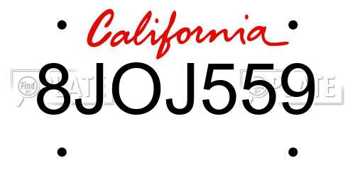 8JOJ559 California License Plate