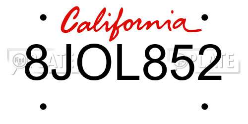 8JOL852 California License Plate