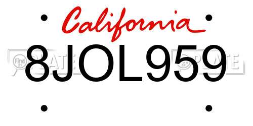 8JOL959 California License Plate