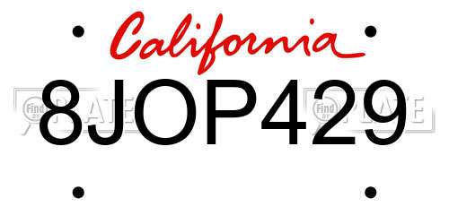 8JOP429 California License Plate