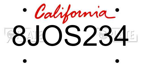 8JOS234 California License Plate