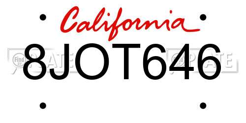 8JOT646 California License Plate
