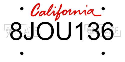 8JOU136 California License Plate