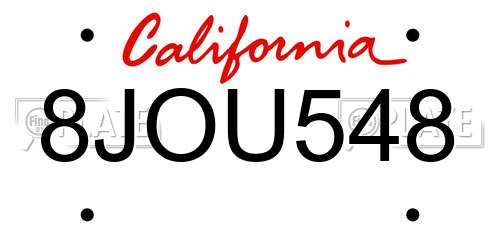 8JOU548 California License Plate