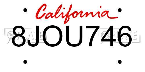 8JOU746 California License Plate