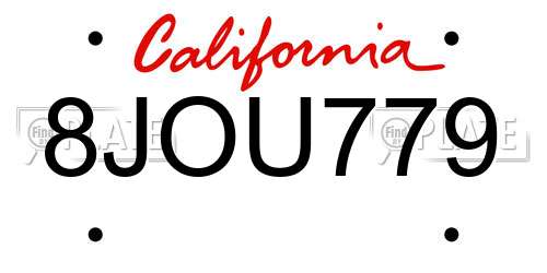 8JOU779 California License Plate