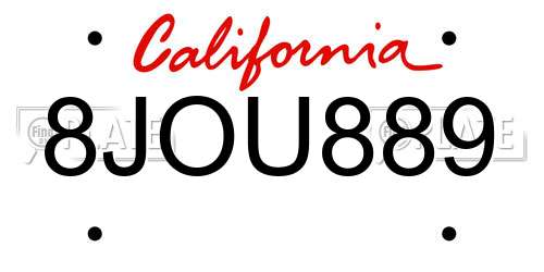 8JOU889 California License Plate