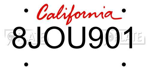 8JOU901 California License Plate