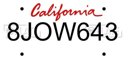 8JOW643 California License Plate
