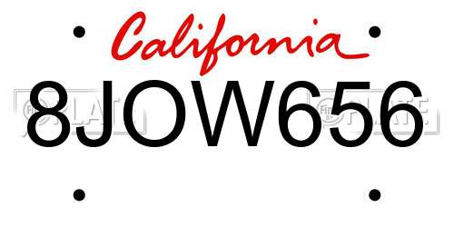 8JOW656 California License Plate