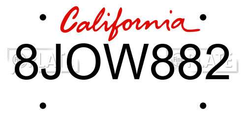 8JOW882 California License Plate