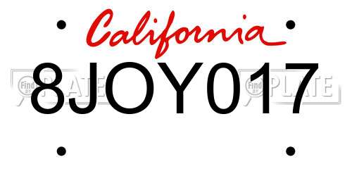 8JOY017 California License Plate