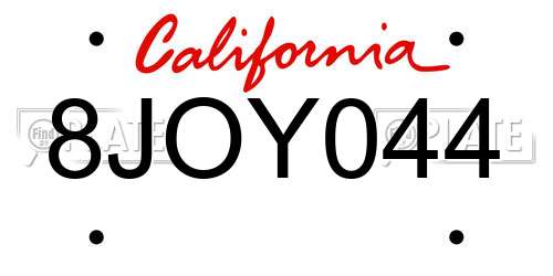 8JOY044 California License Plate