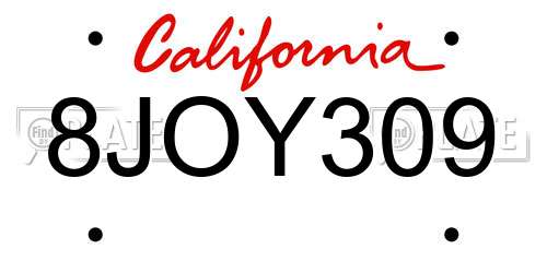 8JOY309 California License Plate