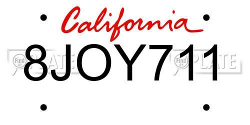 8JOY711 California License Plate