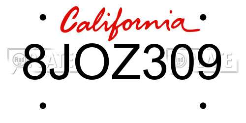 8JOZ309 California License Plate