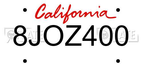 8JOZ400 California License Plate