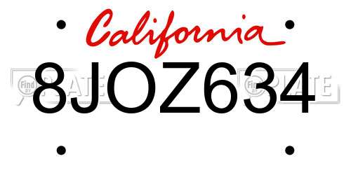 8JOZ634 California License Plate