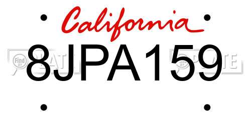 8JPA159 California License Plate
