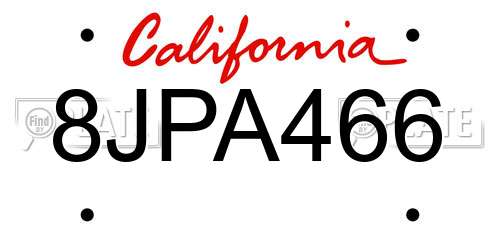 8JPA466 California License Plate