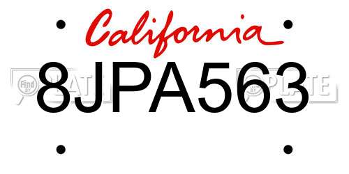 8JPA563 California License Plate