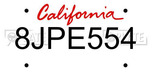 8JPE554 California License Plate