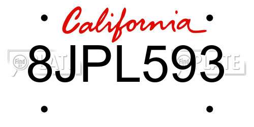 8JPL593 California License Plate
