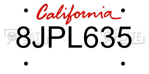 8JPL635 California License Plate