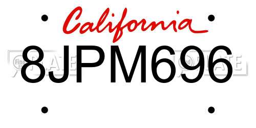 8JPM696 California License Plate
