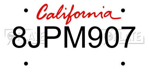 8JPM907 California License Plate
