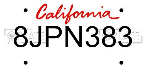 8JPN383 license plate in CA state