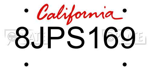 8JPS169 California License Plate