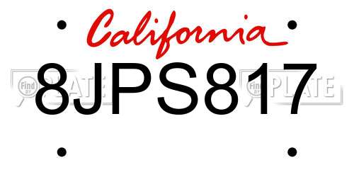 8JPS817 California License Plate