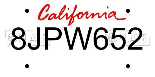 8JPW652 California License Plate