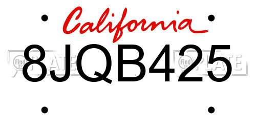 8JQB425 California License Plate