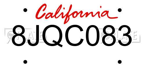 8JQC083 California License Plate
