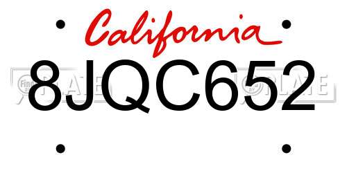 8JQC652 California License Plate